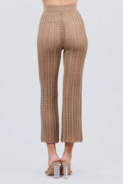 Flare Long Fishnet Sweater Pants - Fashionmj