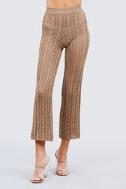 Flare Long Fishnet Sweater Pants - Fashionmj