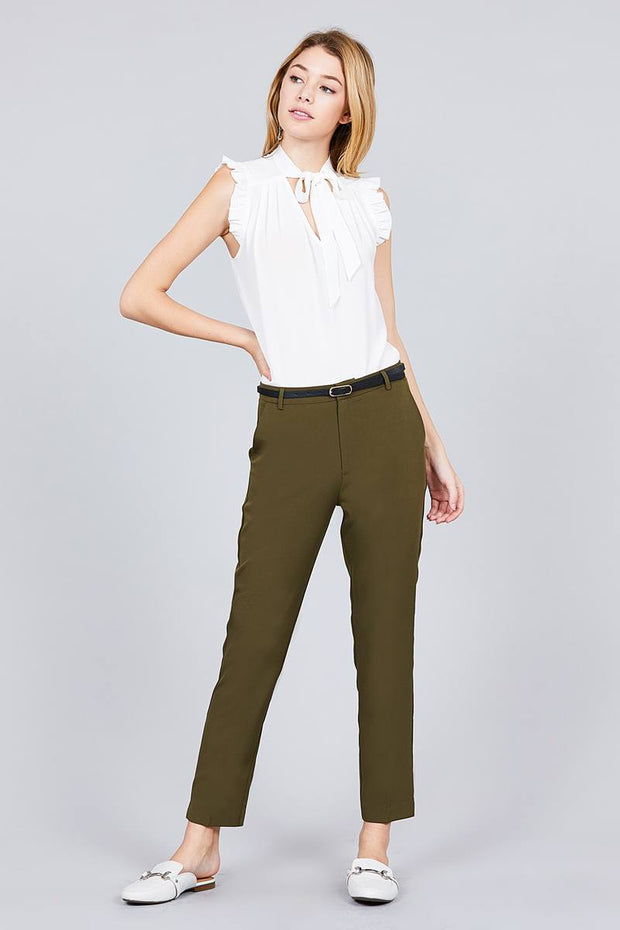 Classic Woven Pants W/belt - Fashionmj