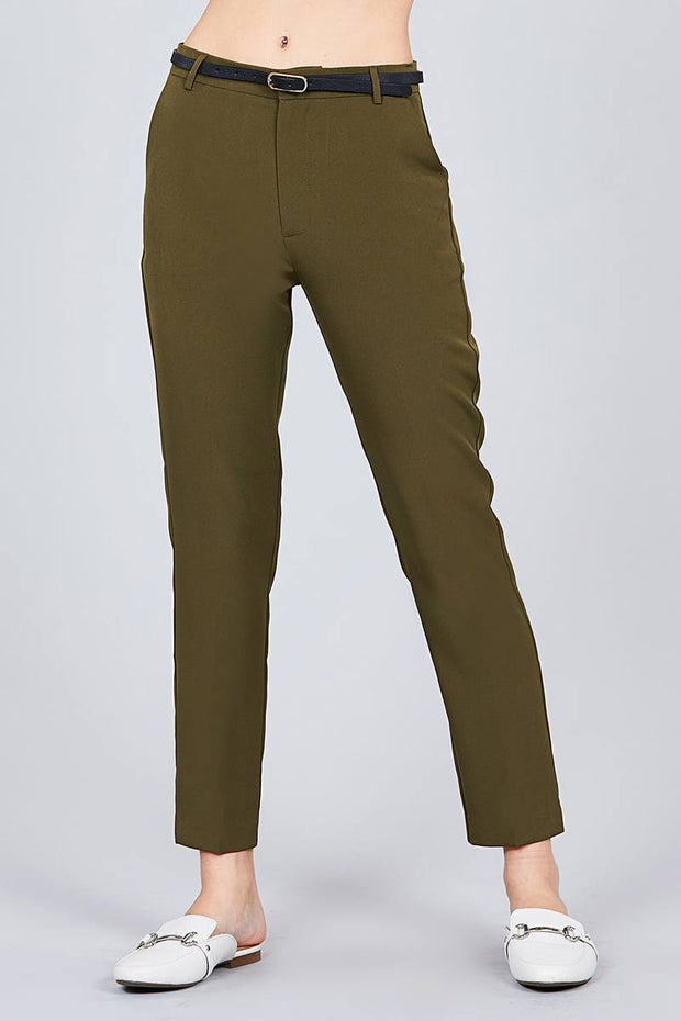 Classic Woven Pants W/belt - Fashionmj