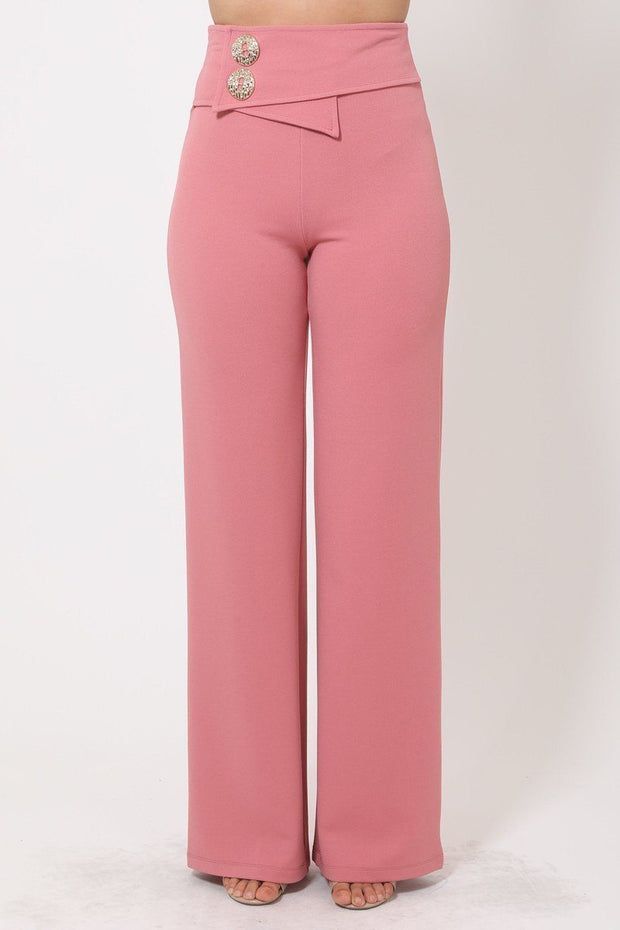 Oversized Button Front Detail Pants - Fashionmj