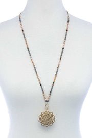 Stylish Sun Flower Pendant Beaded Necklace - Fashionmj