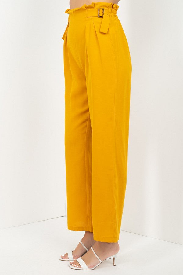 High Waist Paperbag Wide Pants - Fashionmj