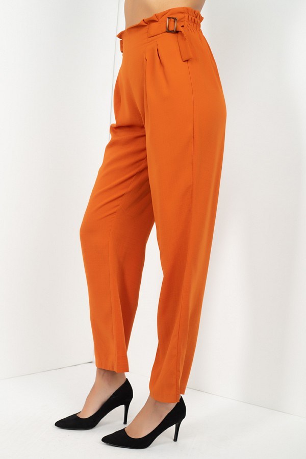 High Waist Paperbag Wide Pants - Fashionmj