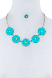 Fashion Cute Multi Tender Flower Necklace And Earring Set - Fashionmj