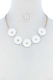 Fashion Cute Multi Tender Flower Necklace And Earring Set - Fashionmj