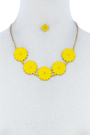 Fashion Cute Multi Tender Flower Necklace And Earring Set - Fashionmj