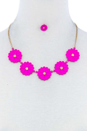 Fashion Cute Multi Tender Flower Necklace And Earring Set - Fashionmj