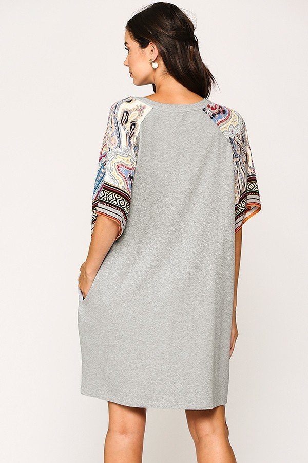 Solid Side Pocket Shift Dress - Fashionmj