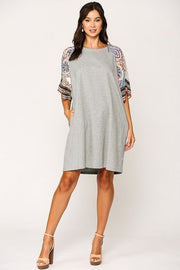 Solid Side Pocket Shift Dress - Fashionmj