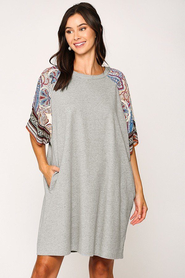 Solid Side Pocket Shift Dress - Fashionmj