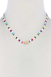 Hamsa Hand Charm Color Block Necklace - Fashionmj