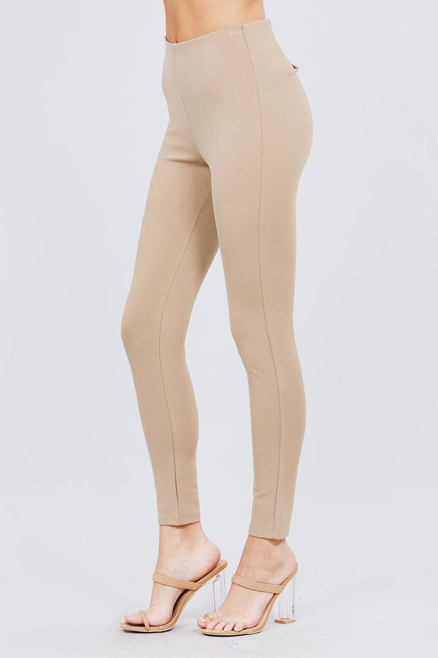 Waist Elastic Band Ponte Pants - Fashionmj