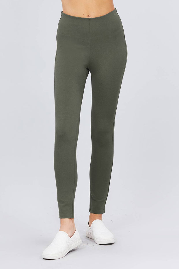 Waist Elastic Band Ponte Pants - Fashionmj