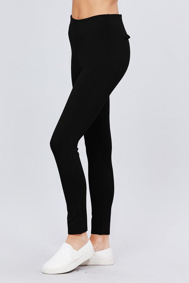 Waist Elastic Band Ponte Pants - Fashionmj