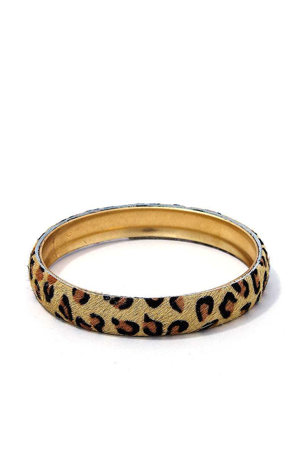 Animal Print Metal Bangle Bracelet - Fashionmj