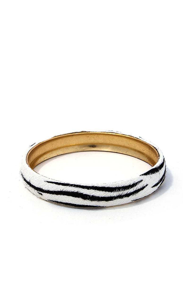 Animal Print Metal Bangle Bracelet - Fashionmj