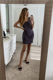 Multi Houndstooth Pattern Sleeveless Mini Dress - Fashionmj