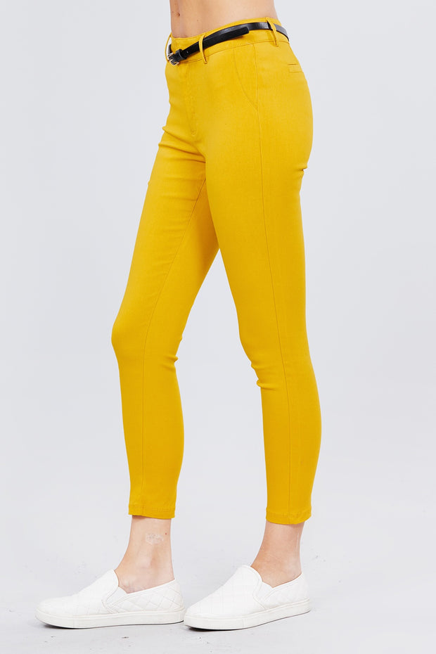 Bengaline Belted Pants - Fashionmj