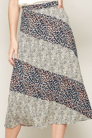 A Floral-print Woven Midi Skirt