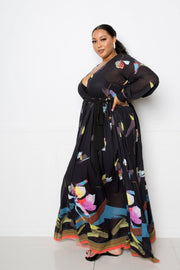 Tropical Print Maxi Dress - Fashionmj