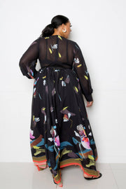 Tropical Print Maxi Dress - Fashionmj