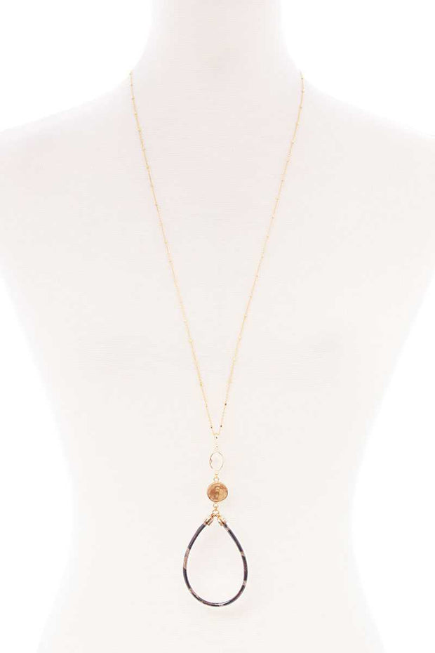 Teardrop Pendant Long Necklace - Fashionmj