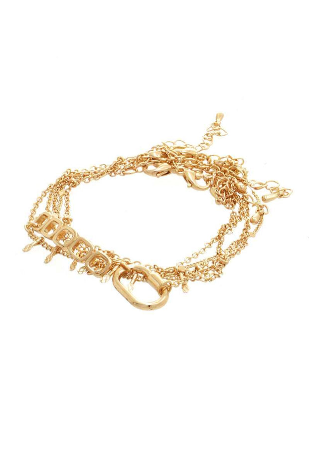 5 Layered Metal Multi Bracelet - Fashionmj