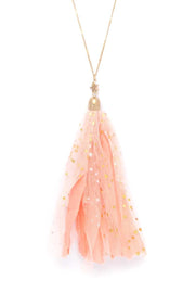 Metallic Stars Tulle Tassel Necklace - Fashionmj