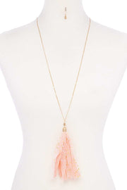 Metallic Stars Tulle Tassel Necklace - Fashionmj