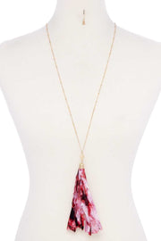 Tye Dye Fabric Tassel Necklace - Fashionmj