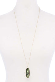 Acetate Oval Metal Edge Pendant Necklace - Fashionmj