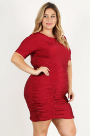 Plus Size Solid Bodycon Mini Dress - Fashionmj