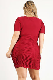 Plus Size Solid Bodycon Mini Dress - Fashionmj