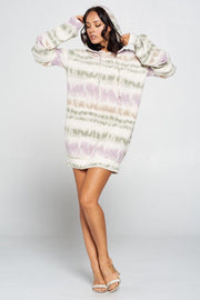 Terry Brushed Print Sweater Dress - Fashionmj