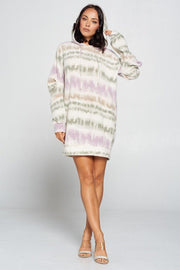 Terry Brushed Print Sweater Dress - Fashionmj