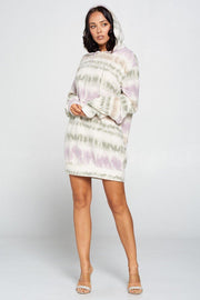 Terry Brushed Print Sweater Dress - Fashionmj