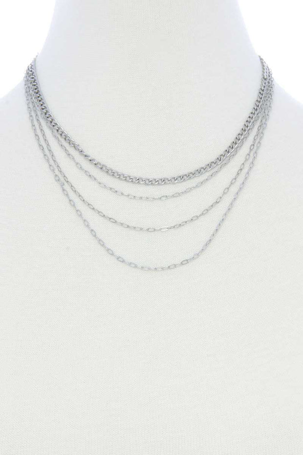 4 Layer Metal Necklace - Fashionmj