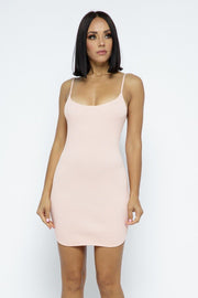 Round Hem Spaghetti Strap Mini Dress - Fashionmj