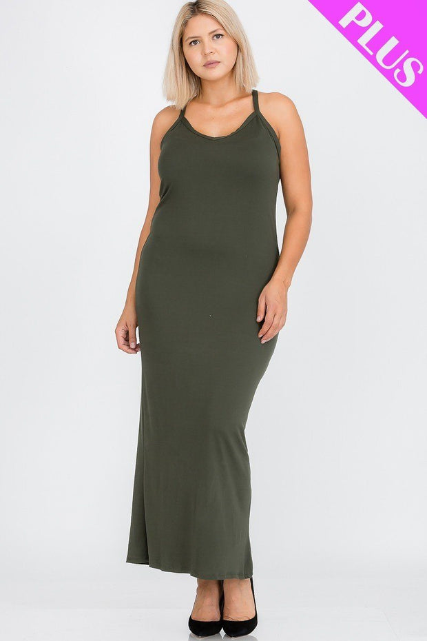 Plus Size Racer Back Maxi Dress - Fashionmj