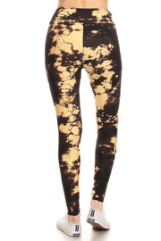 Yoga Style Banded Lined Tie Dye Print, Full Length Leggings In A Slim Fitting Style With A Banded High Waist. - Fashionmj