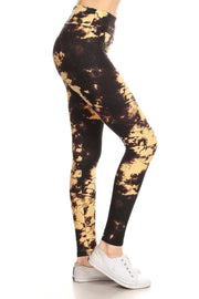 Yoga Style Banded Lined Tie Dye Print, Full Length Leggings In A Slim Fitting Style With A Banded High Waist. - Fashionmj