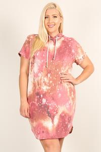 Plus Size Tie-dye Print Relaxed Fit Dress - Fashionmj