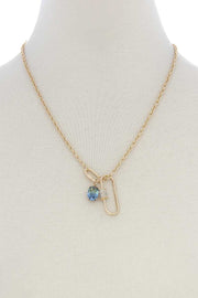 Oval Shape Rhinestone Charm Necklace - Fashionmj