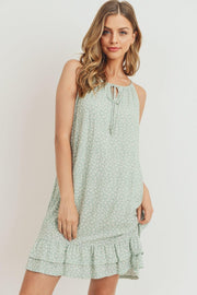 Ruffled Floral Sleeveless Dress - Fashionmj