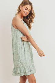 Ruffled Floral Sleeveless Dress - Fashionmj