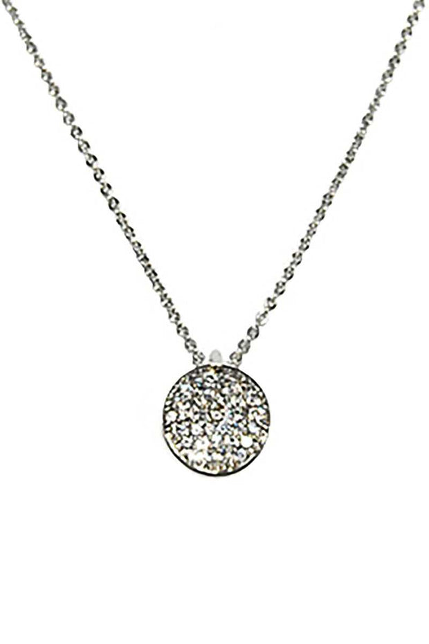 Metal Chain Rhinestone Round Pendant Necklace - Fashionmj