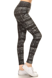 Yoga Style Banded Lined Multicolor Print, Full Length Leggings In A Slim Fitting Style With A Banded High Waist - Fashionmj