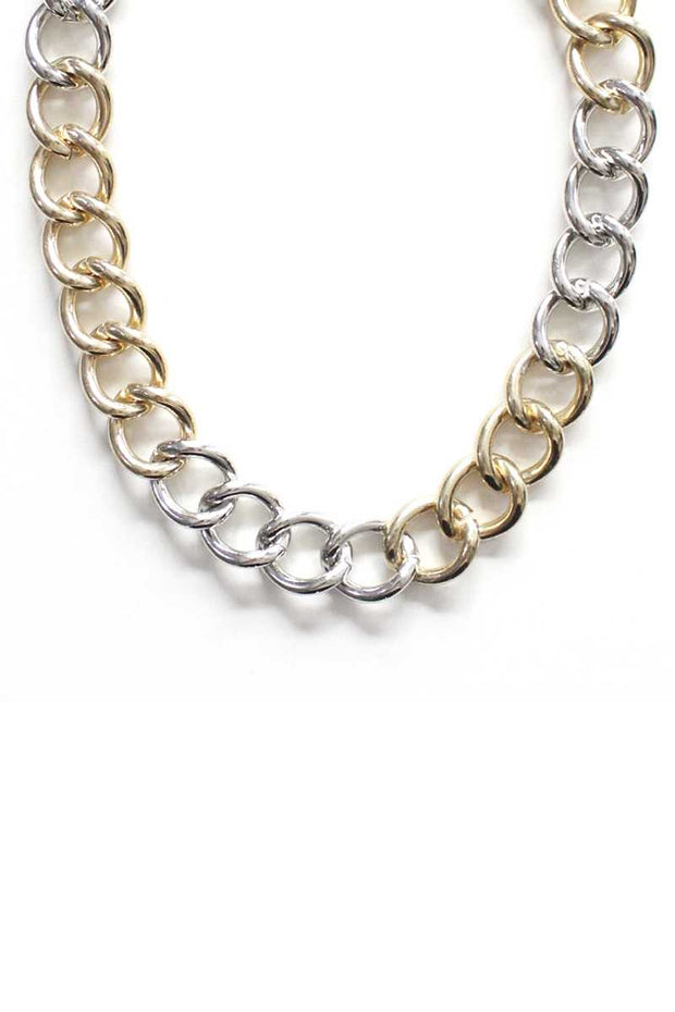 Fashion Metal Two Tone Necklace - Fashionmj