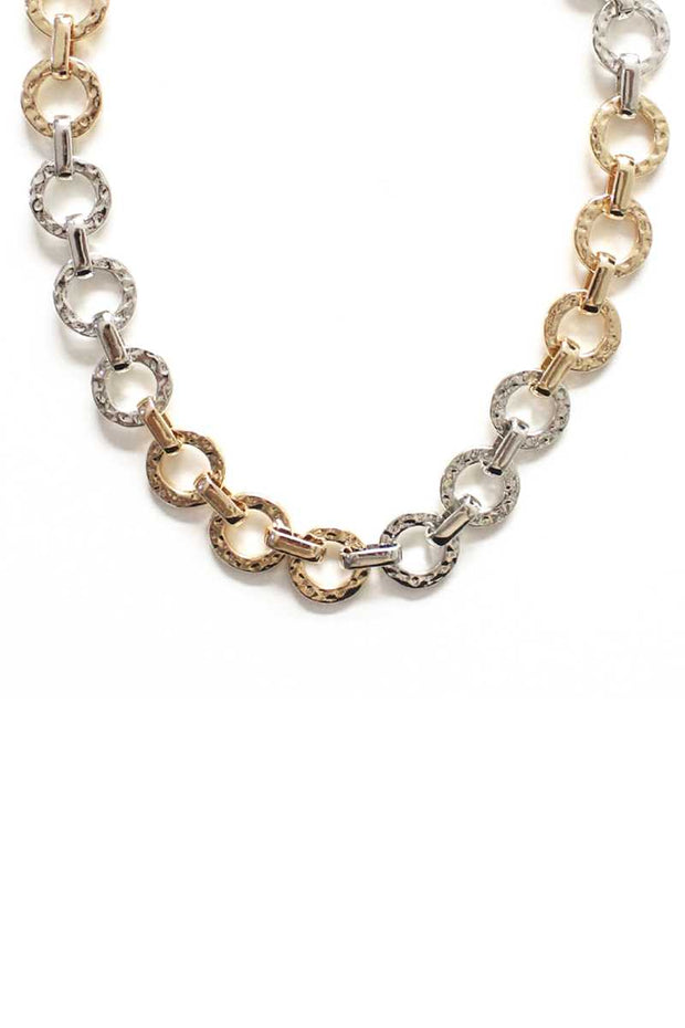 Fashion Metal Two Tone Necklace - Fashionmj